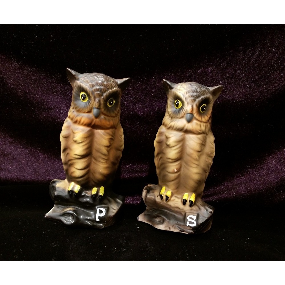 Vintage Owls Salt & Pepper Shakers INARCO Ceramic E 101